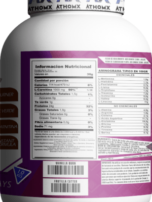 CutaX Whey Protein Quemador de Grasa + L-Carnitina + Te Verde AthomX 1 Kg - Imagen 4