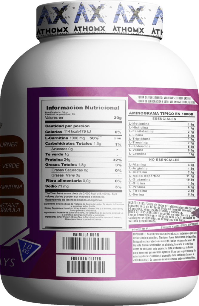 CutaX Whey Protein Quemador de Grasa + LCarnitina + Te Verde AthomX 1