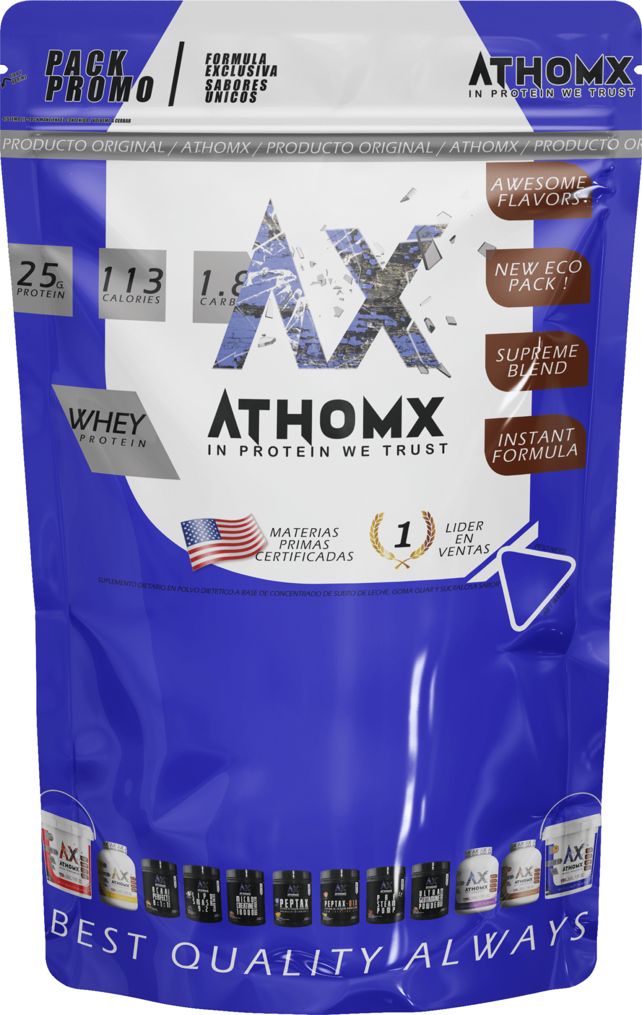 Proteína de Suero de Leche Athomx 80 1 KG Whey Protein Sabores Doy