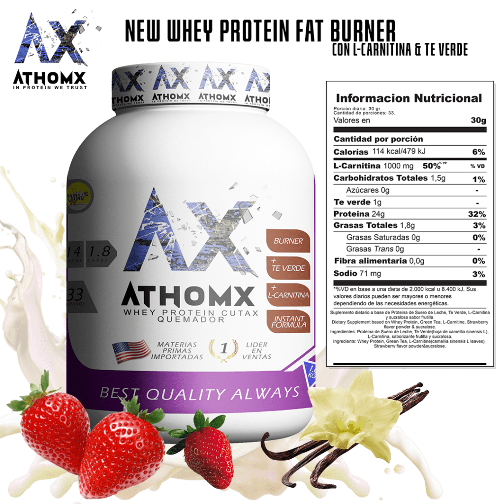 CutaX Whey Protein Quemador de Grasa + LCarnitina + Te Verde AthomX 1 Kg Every Day Nature