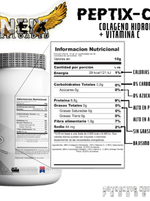 Peptix-C Colageno Hidrolizado Con Vitamina C Sabor Naranja 1 Kg Rinde 100 Dias Neix Reloaded v2 - Imagen 2