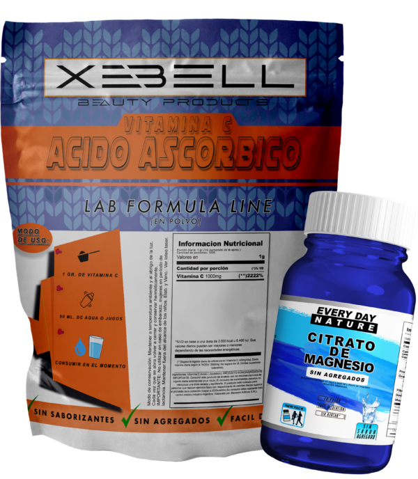 Vitamina C Acido L-Ascorbico USP x 1 Kg Xebell + 50 Gr Citrato Magnesio EveryDay Gratis