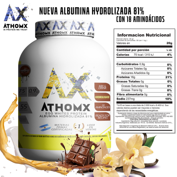 Albumina Hidrolizada AthomX 81% 1 Kg - Imagen 3