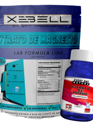 Citrato de Magnesio Xebell 1 Kg Puro USP Polvo + 50 Gr Citrato Potasio EveryDay Gratis