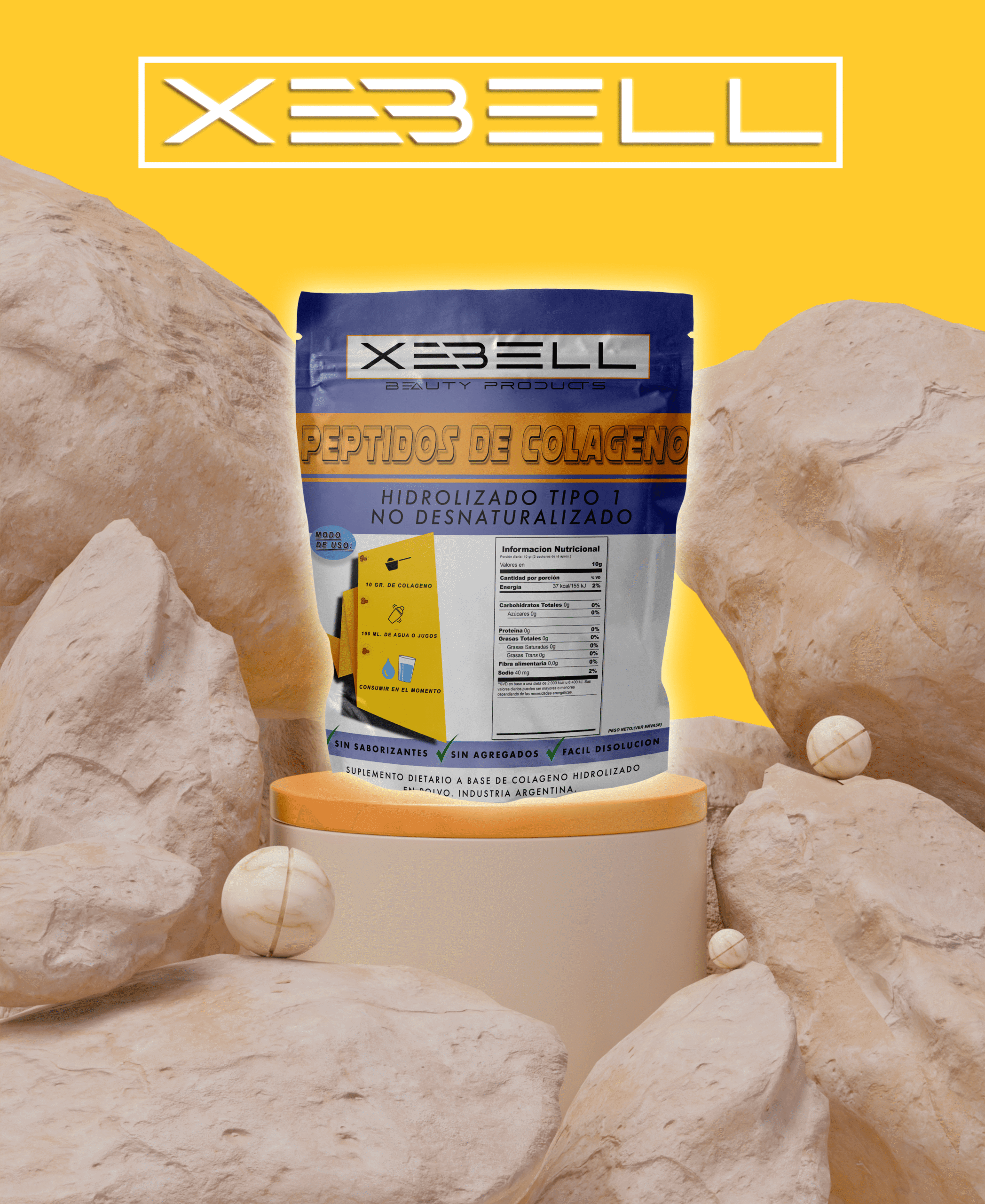 Colágeno Xebell 1 Kg + Magnesio 50 Gr Combo Anti-Age - Imagen 3