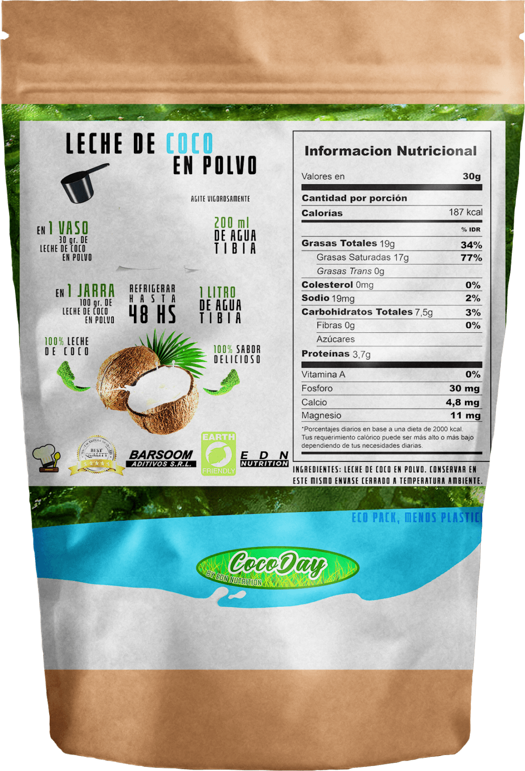 Leche de Coco CocoDay 150 Gr Rinde 1,5 L. o mas Calidad Importada